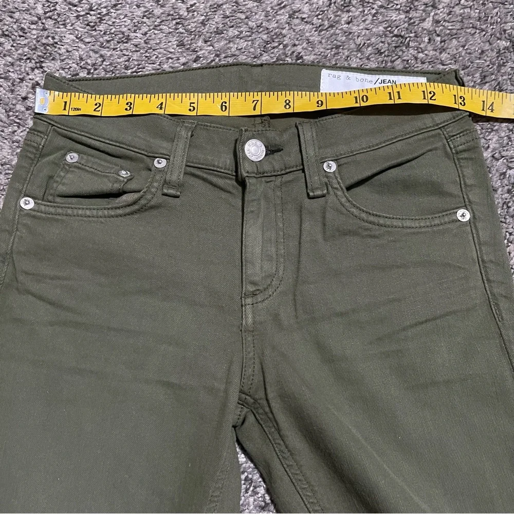 Rag & Bone‎ Mid Rise Skinny Army Olive Green Jeans Size 25 - Picture 10 of 14